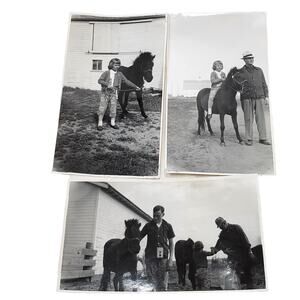 Vtg B&W Orig Photo 1964 Found Young Girl Learns to Ride Horse Snapshot Lot of 3